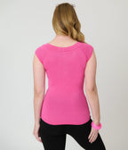 Retrolicious Hot Pink Retro Boat Neck Knit Top - Unique Vintage - Womens, TOPS, SHIRTS