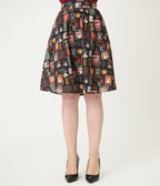 Retrolicious Morning Coffee Cotton Skater Skirt - Unique Vintage - Womens, BOTTOMS, SKIRTS