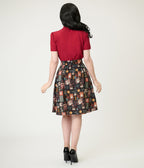 Retrolicious Morning Coffee Cotton Skater Skirt - Unique Vintage - Womens, BOTTOMS, SKIRTS