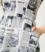 Retrolicious Newspaper Print Cotton Flare Dress - Unique Vintage - Womens, DRESSES, SWING