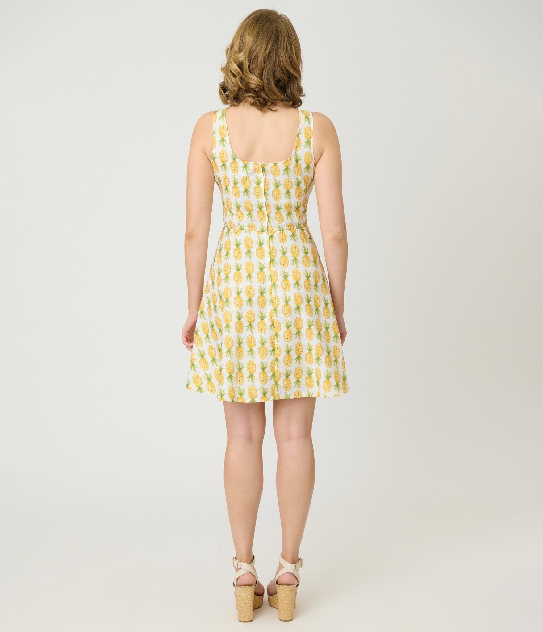Retrolicious Pineapple Print Skater Dress - Unique Vintage - Womens, DRESSES, SWING