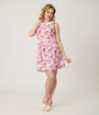 Retrolicious Pink Cats & Teacups Cotton Collared Dress