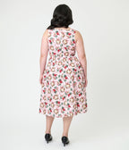 Retrolicious Pink Holiday Cats Cotton Swing Dress - Unique Vintage - Womens, DRESSES, MIDI