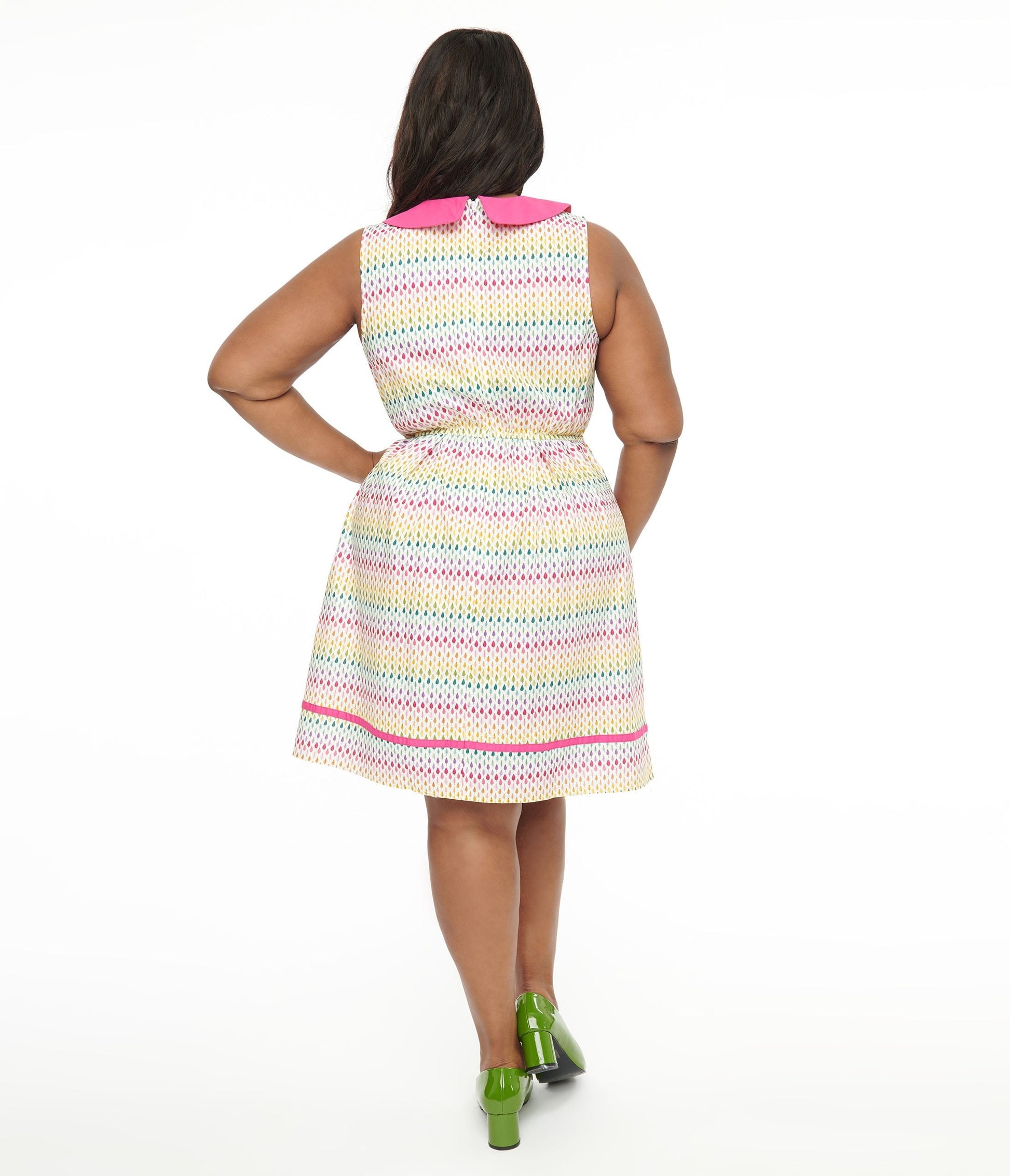 Retrolicious Plus Size 1950s Rainbow Leaf Cotton Fit & Flare Dress - Unique Vintage - Womens, DRESSES, SHIFTS
