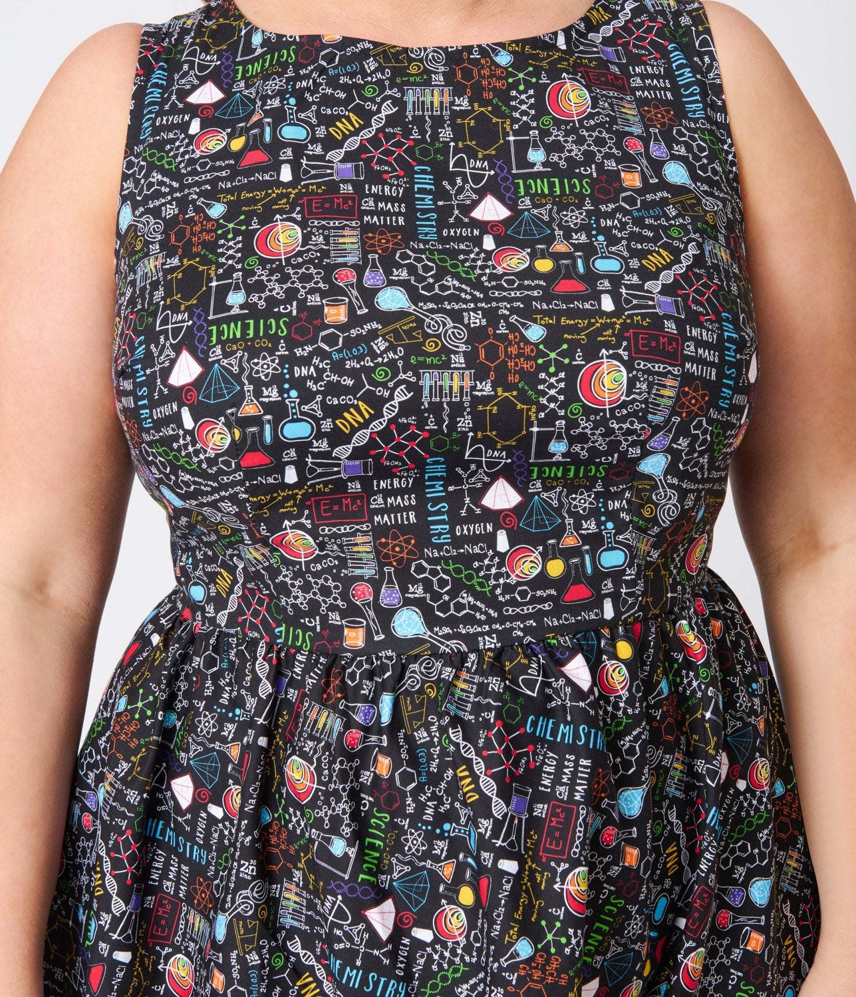 hot topic black dress Retrolicious Plus Size Black Science Print Cotton Midi Dress 3X