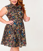 Retrolicious Plus Size Black Spellbinding Print Skater Skirt