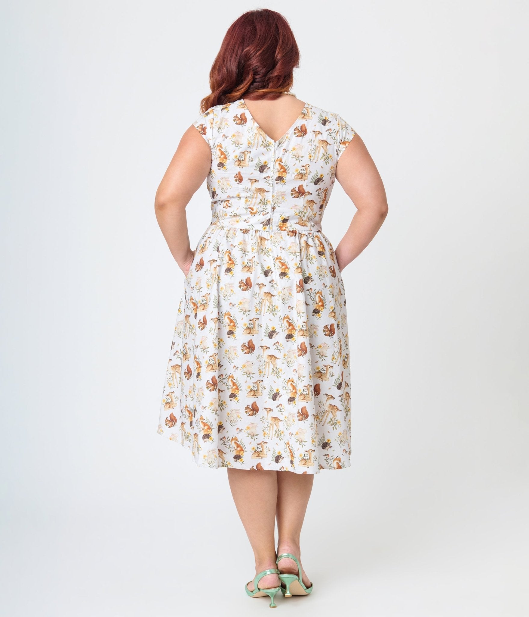 Retrolicious Plus Size Forest Animal Print Greta Swing Dress - Unique Vintage - Womens, DRESSES, SWING