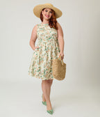 Retrolicious Plus Size Garden Mouse Print Cotton Flare Dress - Unique Vintage - Womens, DRESSES, SWING