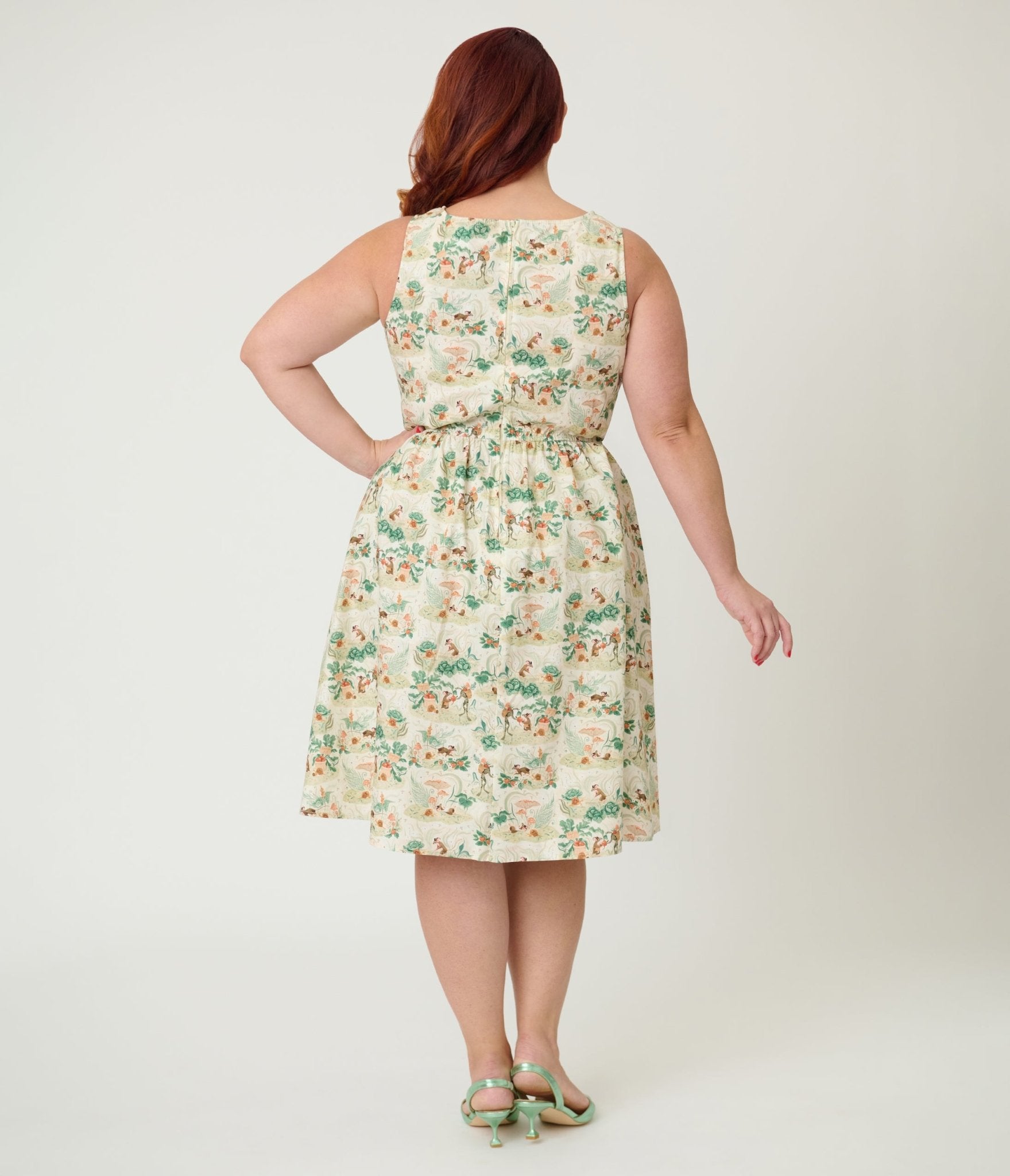 Retrolicious Plus Size Garden Mouse Print Cotton Flare Dress - Unique Vintage - Womens, DRESSES, SWING