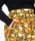 Retrolicious Plus Size Orange Cats & Pumpkins Skater Skirt - Unique Vintage - Fit & Flare Skirts