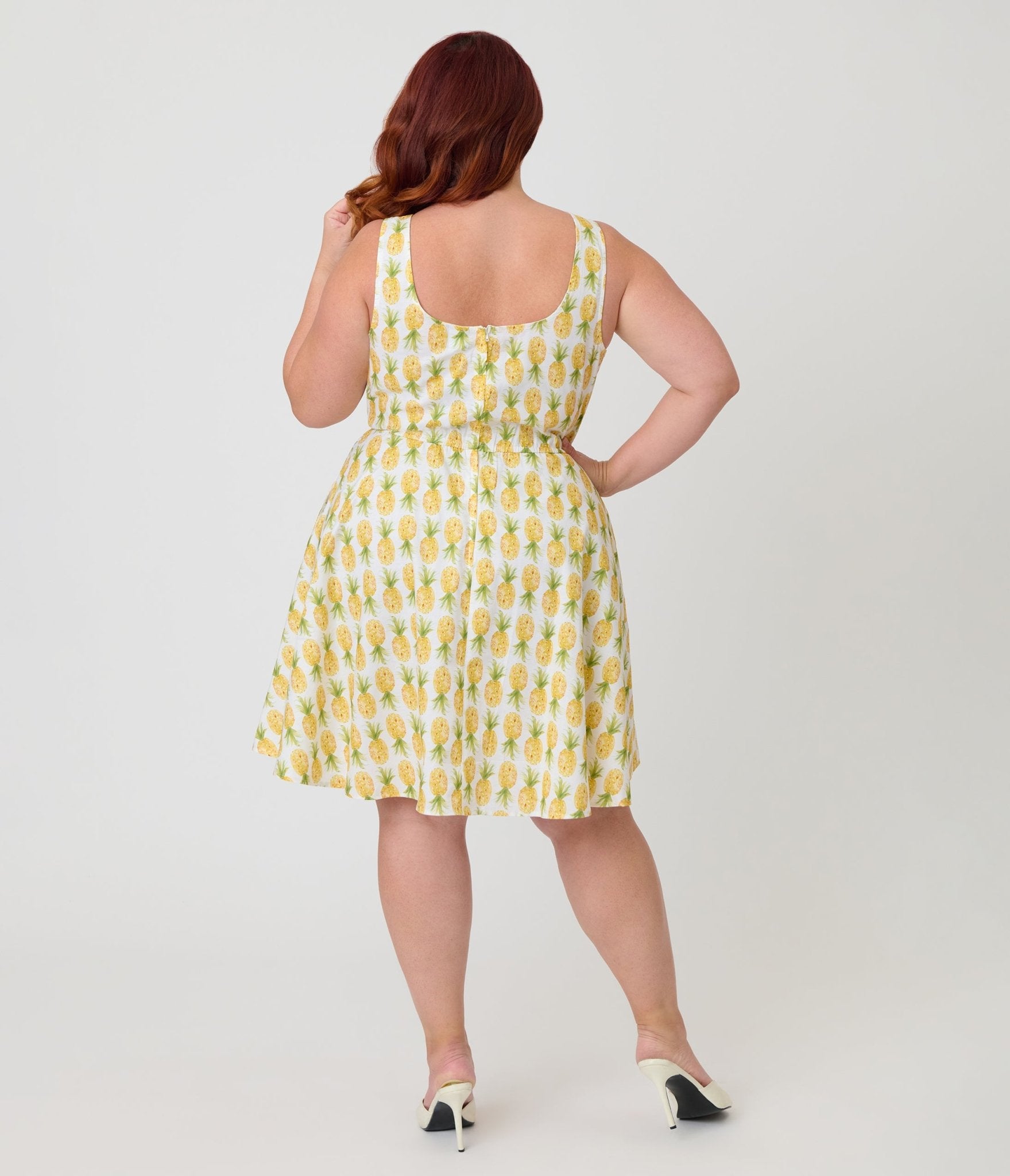 Retrolicious Plus Size Pineapple Print Skater Dress - Unique Vintage - Womens, DRESSES, SWING