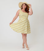 Retrolicious Plus Size Pineapple Print Skater Dress - Unique Vintage - Womens, DRESSES, SWING