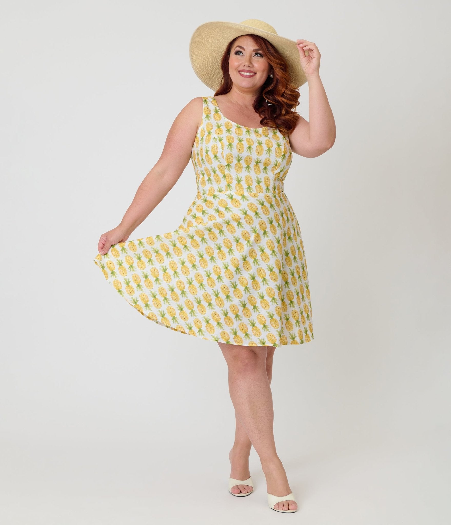 Retrolicious Plus Size Pineapple Print Skater Dress 4X