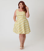 Retrolicious Plus Size Pineapple Print Skater Dress - Unique Vintage - Womens, DRESSES, SWING