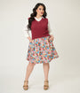 Retrolicious Plus Size Rainbow Sewing Gnomes Cotton Skater Skirt