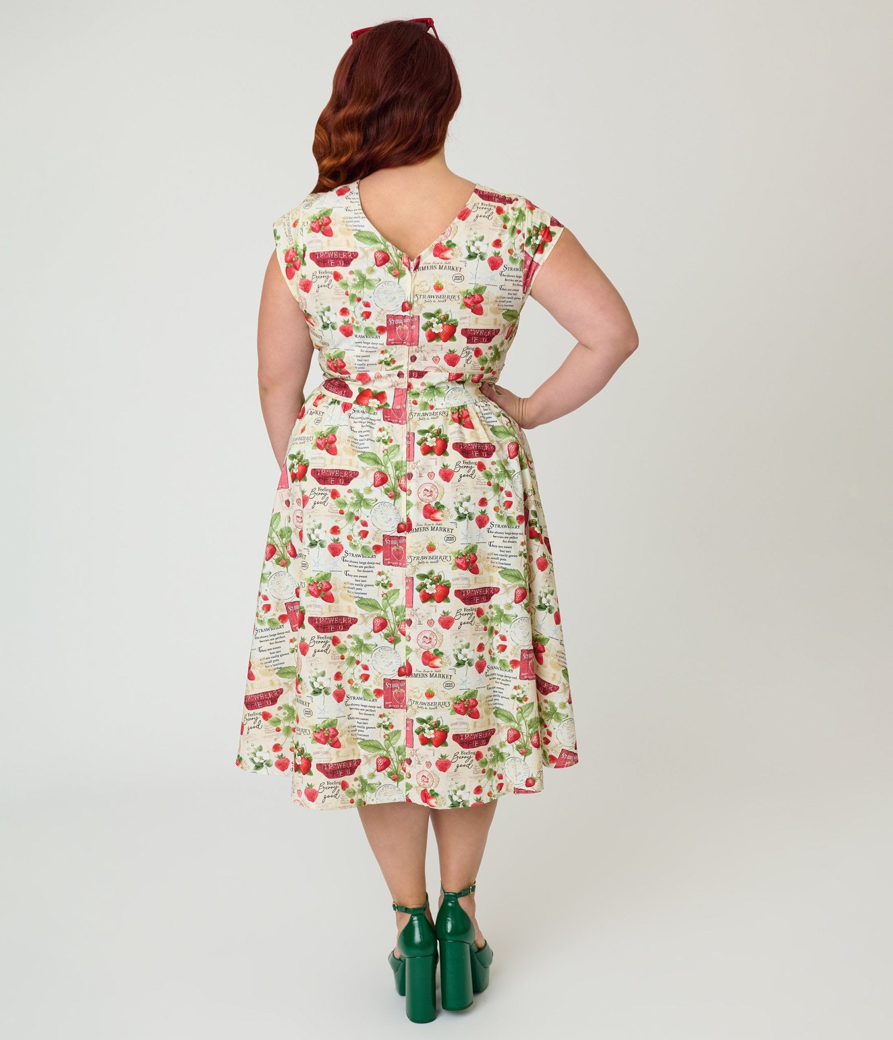 Retrolicious Plus Size Strawberry Print Greta Swing Dress - Unique Vintage - Womens, DRESSES, SWING