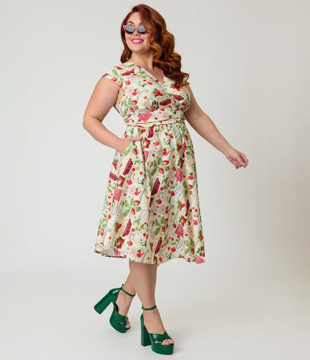Retrolicious Plus Size Strawberry Print Greta Swing Dress - Unique Vintage - Womens, DRESSES, SWING