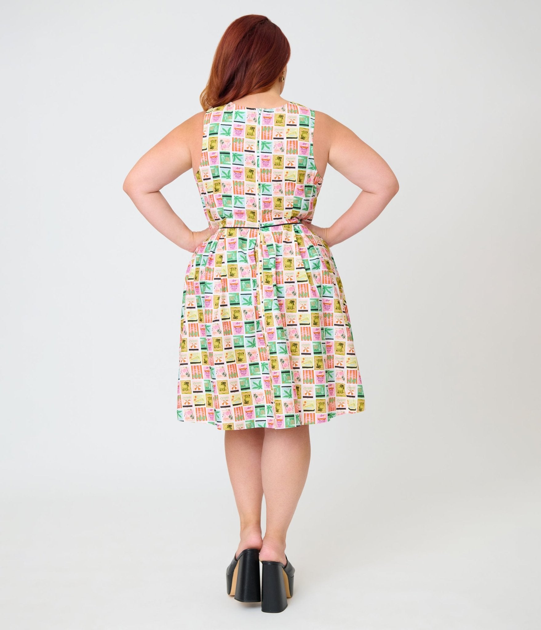 Retrolicious Plus Size Tropical Print Elizabeth Dress - Unique Vintage - Womens, DRESSES, SWING