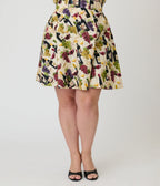 Retrolicious Plus Size Wine & Grape Print Cotton Skater Skirt - Unique Vintage - Womens, BOTTOMS, SKIRTS