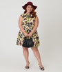Retrolicious Plus Size Wine & Grape Print Cotton Skater Skirt