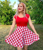Retrolicious Red Retro Boat Neck Top - Unique Vintage - Womens, TOPS, KNIT TOPS