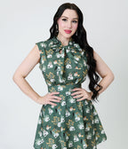 Retrolicious Skulls & Candles Cotton Bow Top - Unique Vintage - Womens, TOPS, SHIRTS