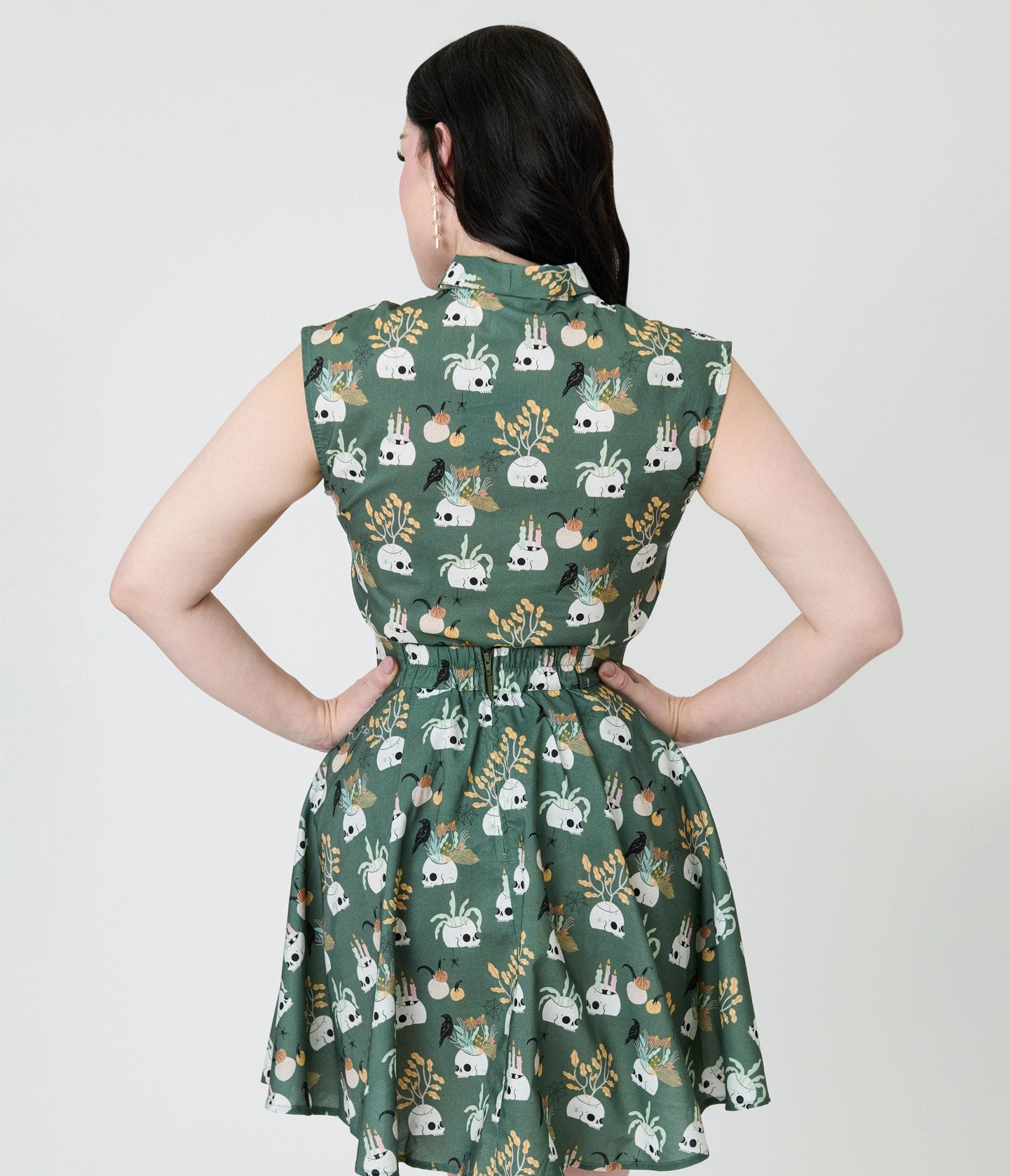 Retrolicious Skulls & Candles Cotton Bow Top - Unique Vintage - Womens, TOPS, SHIRTS