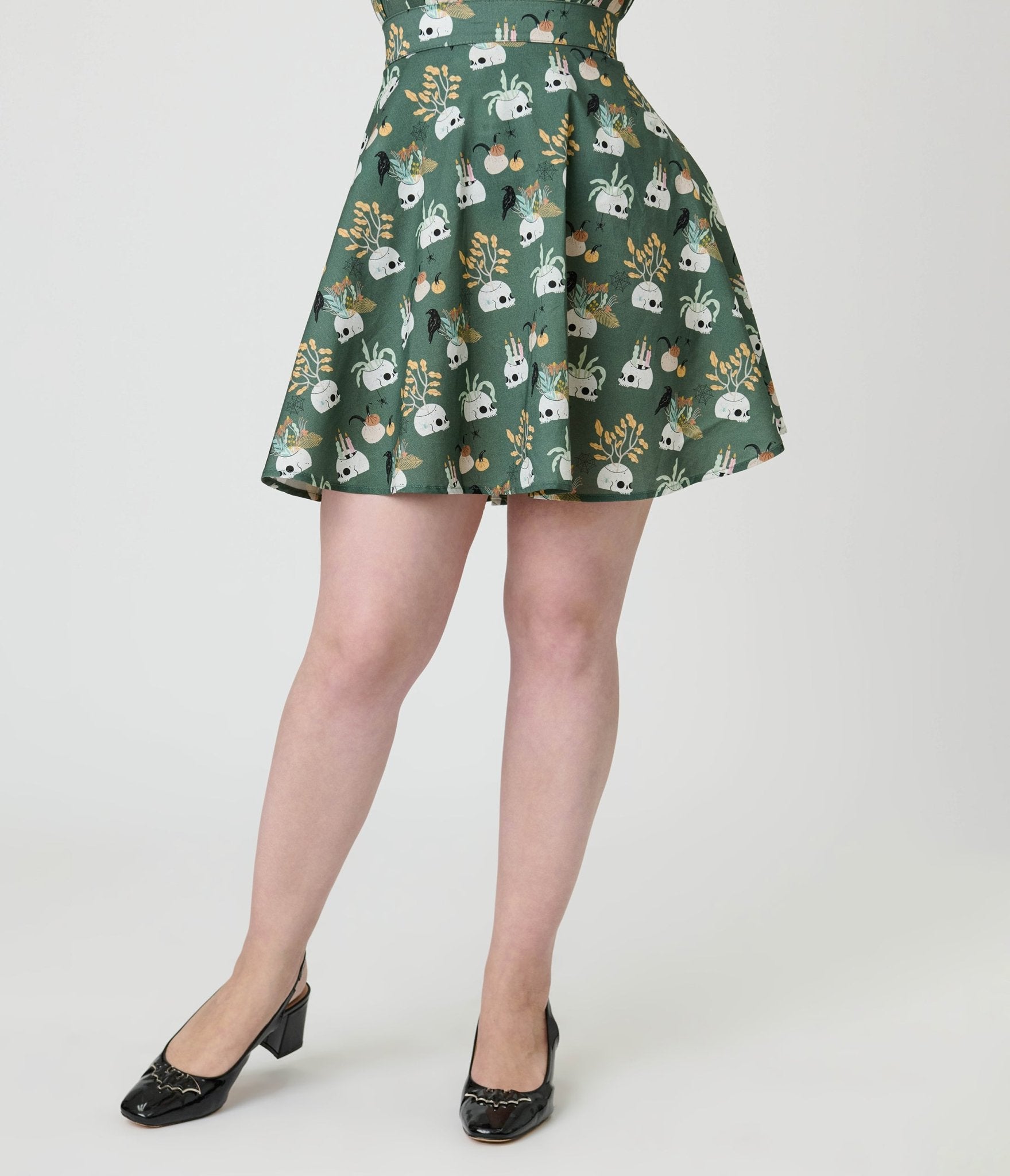 Retrolicious Skulls & Candles Skater Skirt - Unique Vintage - Womens, BOTTOMS, SKIRTS
