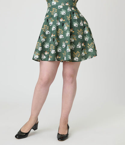Retrolicious Skulls & Candles Skater Skirt - Unique Vintage - Womens, BOTTOMS, SKIRTS