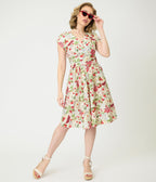 Retrolicious Strawberry Print Greta Swing Dress - Unique Vintage - Womens, DRESSES, SWING