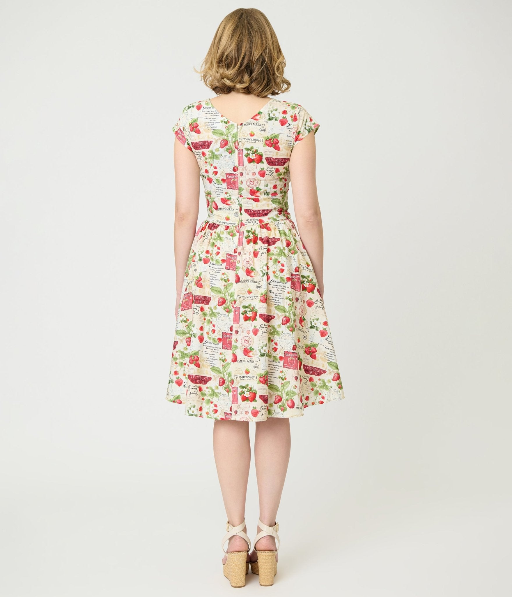 Retrolicious Strawberry Print Greta Swing Dress - Unique Vintage - Womens, DRESSES, SWING