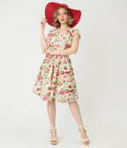 Retrolicious Strawberry Print Greta Swing Dress - Unique Vintage - Womens, DRESSES, SWING