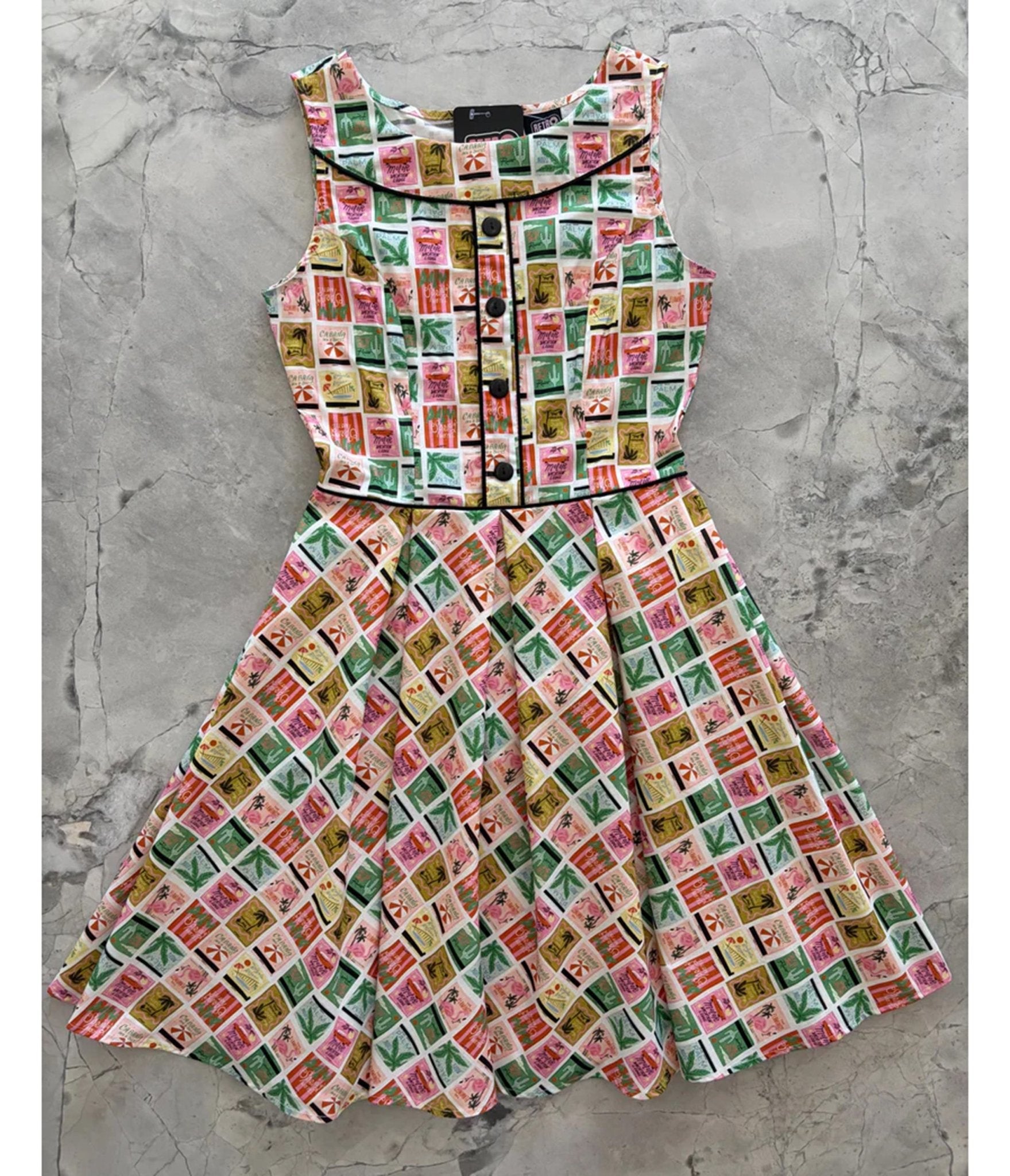 Retrolicious Tropical Print Elizabeth Dress - Unique Vintage - Womens, DRESSES, SWING