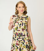 Retrolicious Wine & Grape Print Cotton Bow Blouse - Unique Vintage - Womens, TOPS, WOVEN TOPS
