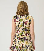 Retrolicious Wine & Grape Print Cotton Bow Blouse - Unique Vintage - Womens, TOPS, WOVEN TOPS