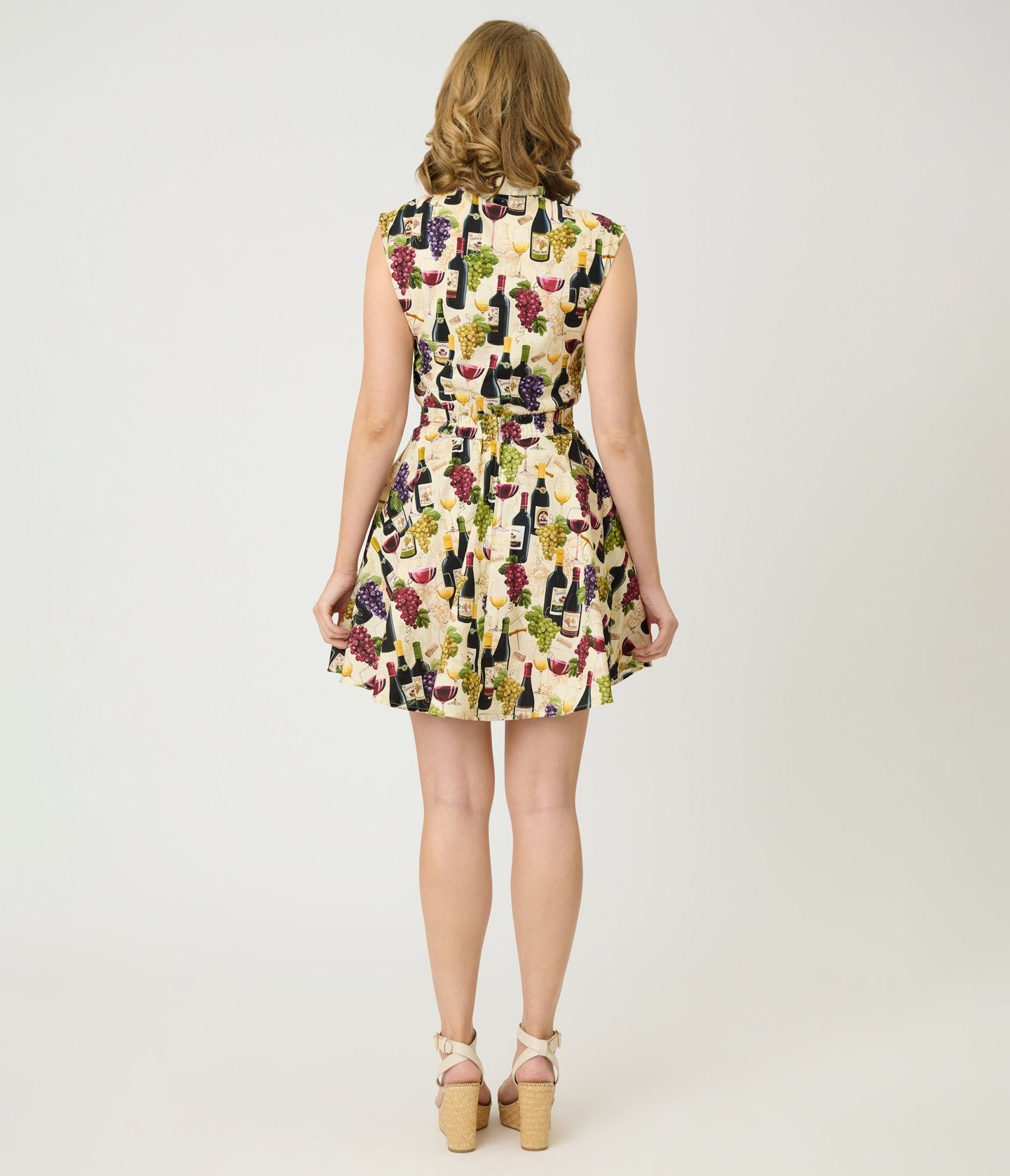 Retrolicious Wine & Grape Print Cotton Skater Skirt - Unique Vintage - Womens, BOTTOMS, SKIRTS
