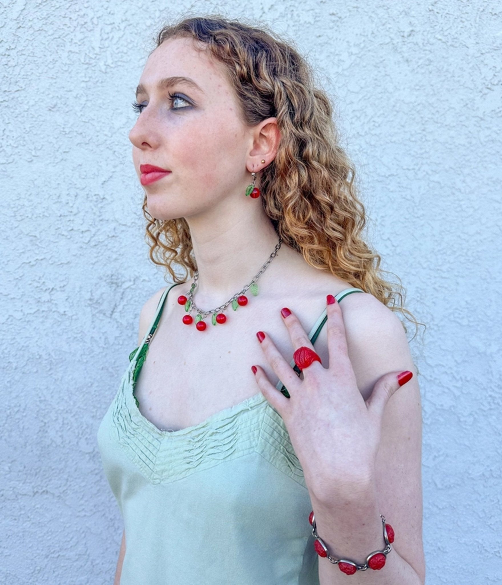 Retrolite Cherry Necklace - Unique Vintage - Womens, ACCESSORIES, JEWELRY