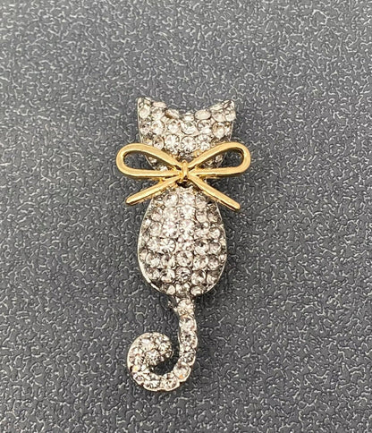 Rhinestone Cat Brooch - Unique Vintage - Womens, ACCESSORIES, JEWELRY