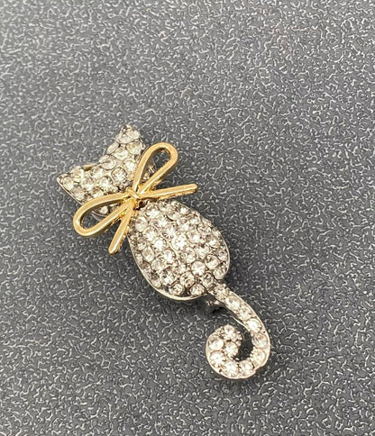 Rhinestone Cat Brooch - Unique Vintage - Womens, ACCESSORIES, JEWELRY