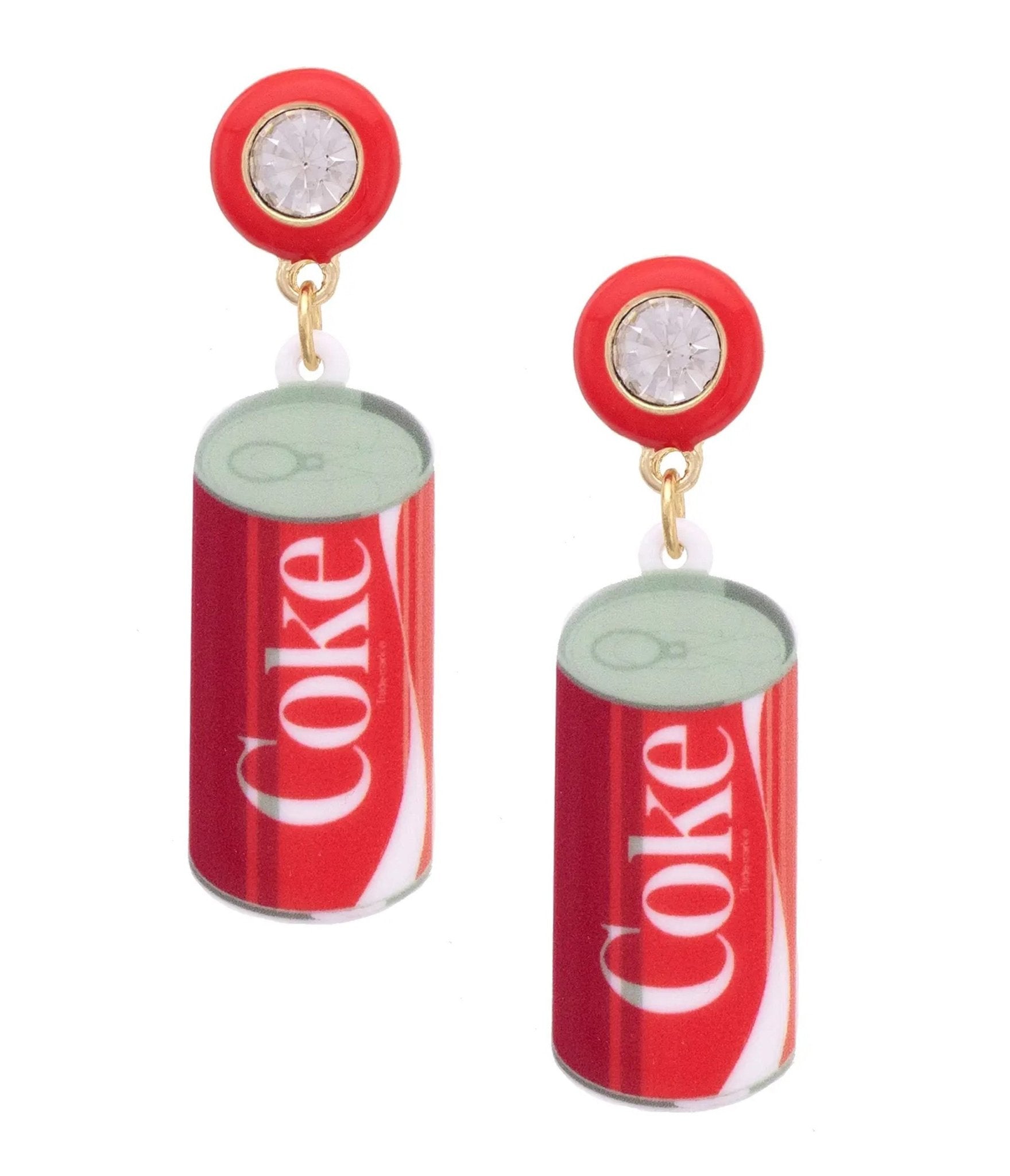 Rhinestone Coke Can Earrings - Unique Vintage - Womens, ACCESSORIES, JEWELRY