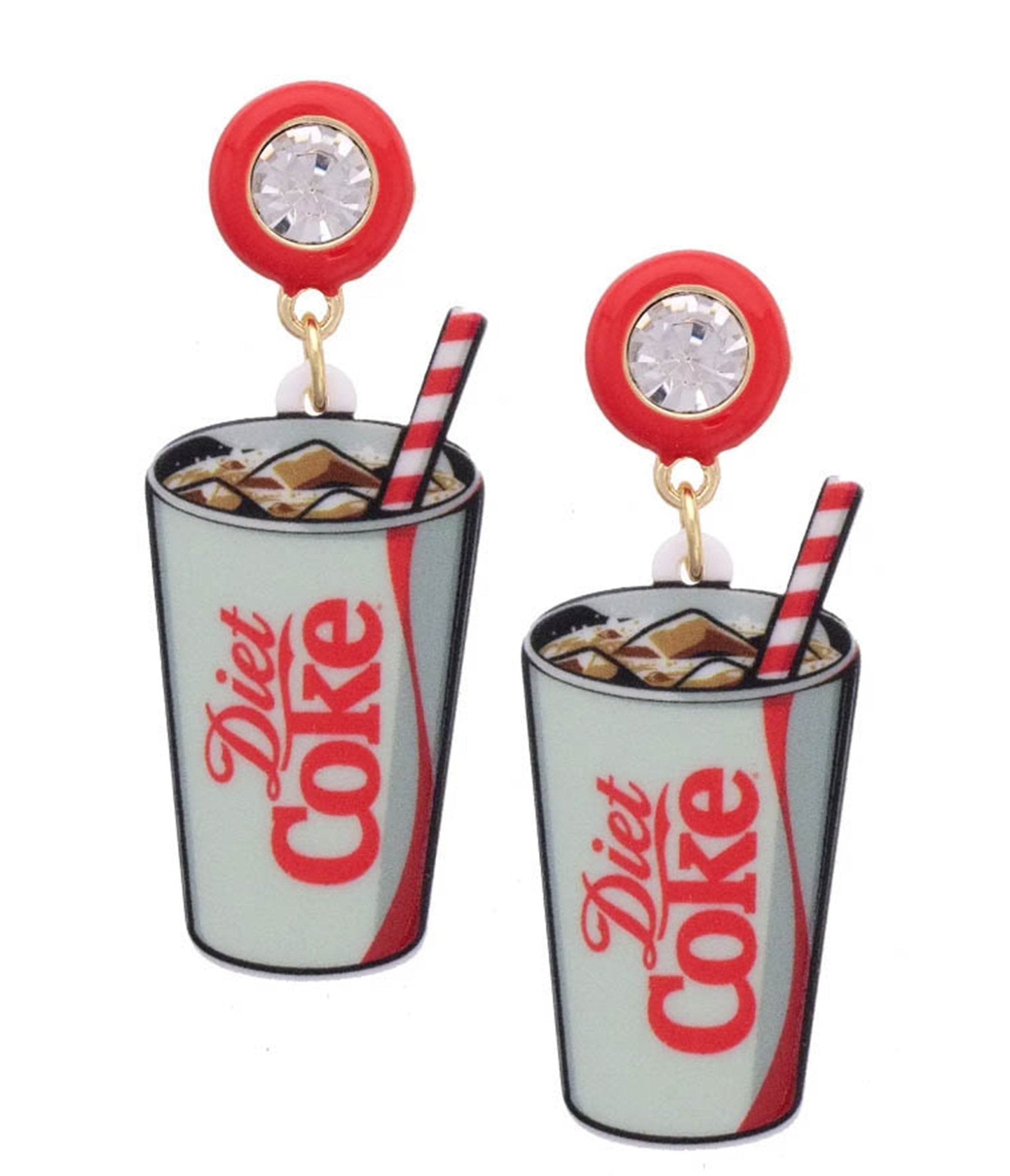 Rhinestone Diet Coke Can Earrings - Unique Vintage - Womens, ACCESSORIES, JEWELRY