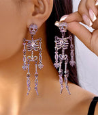 Rhinestone Skeleton Dangle Earrings - Unique Vintage - Womens, ACCESSORIES, JEWELRY