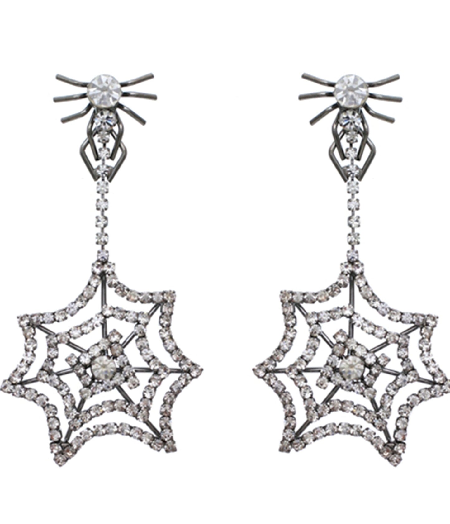 Rhinestone Spider Web Earrings - Unique Vintage - Womens, ACCESSORIES, JEWELRY