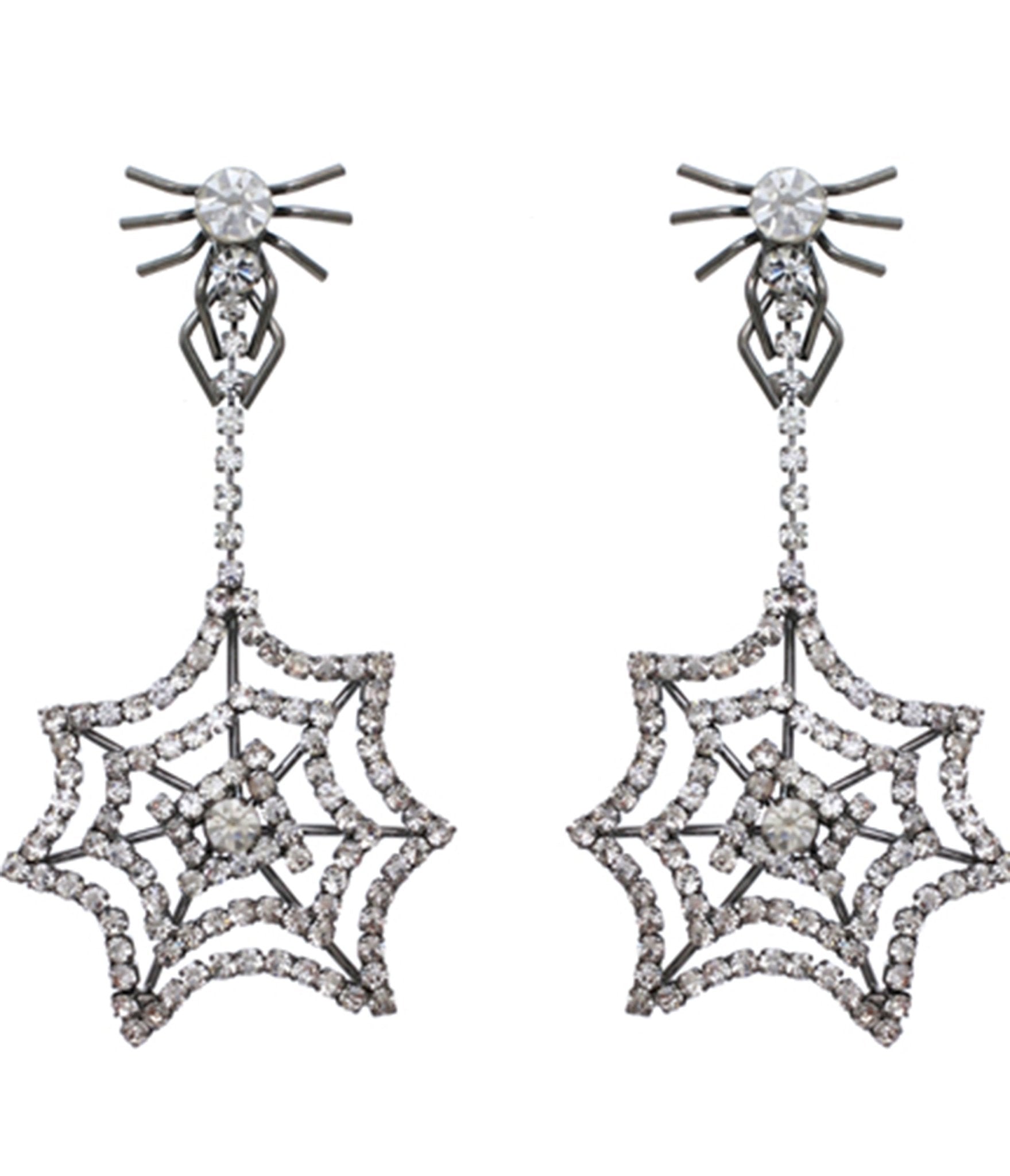 Rhinestone Spider Web Earrings - Unique Vintage - Womens, ACCESSORIES, JEWELRY