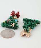 Ribbon Christmas Tree Drop Earrings - Unique Vintage - Womens, ACCESSORIES, JEWELRY