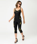 Rockin Bettie Black & Gold Rock & Roll Chelada Jumpsuit - Unique Vintage - Womens, BOTTOMS, ROMPERS AND JUMPSUITS
