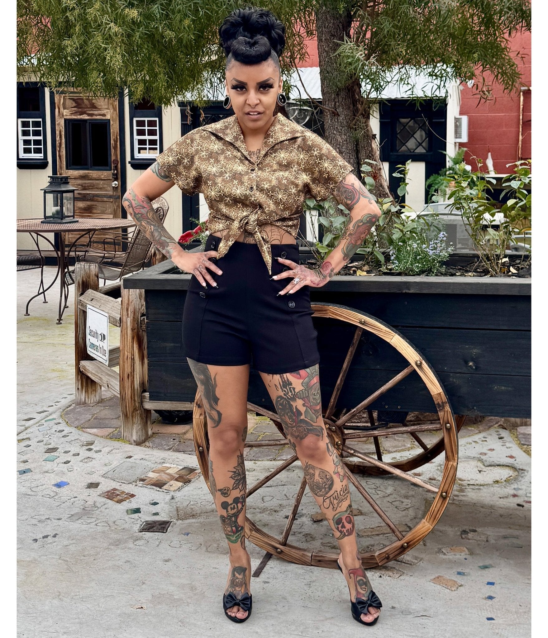 Rockin Bettie Black High Waist Shorts - Unique Vintage - Womens, BOTTOMS, SHORTS
