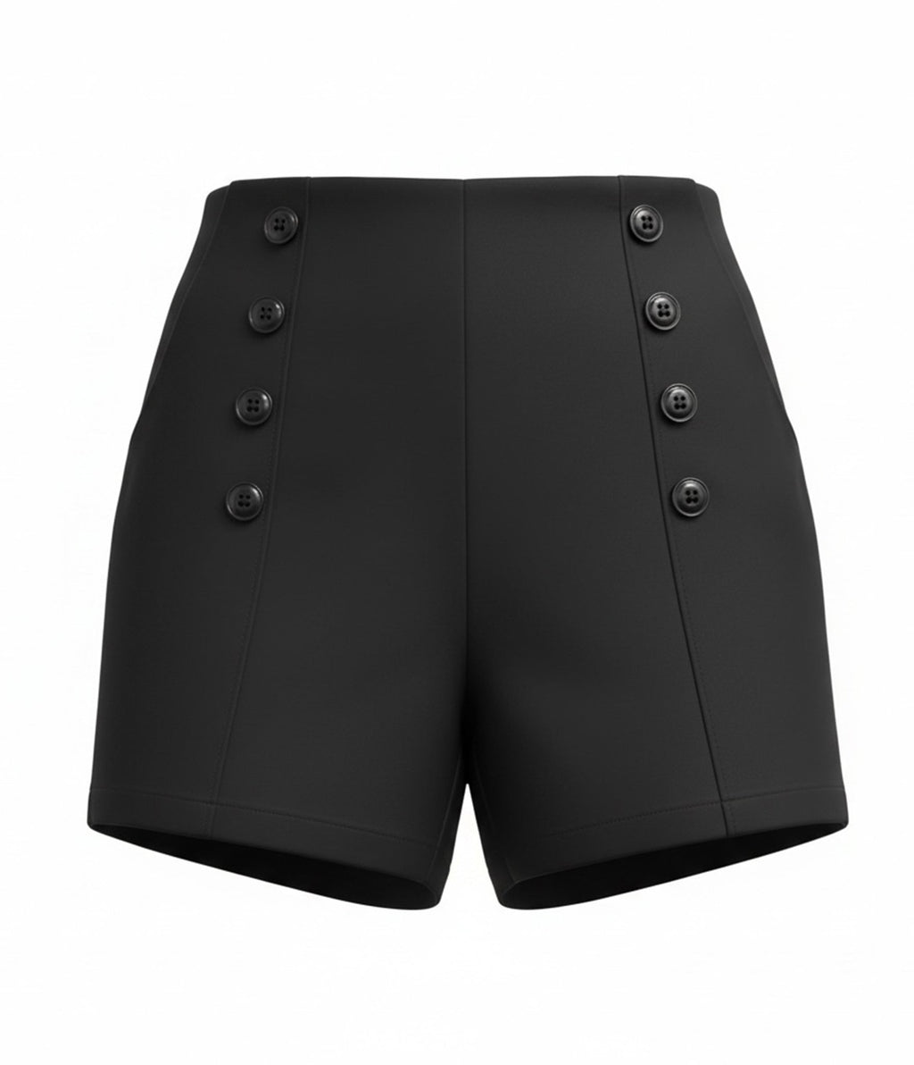 Rockin Bettie Black High Waist Shorts - Unique Vintage - Womens, BOTTOMS, SHORTS