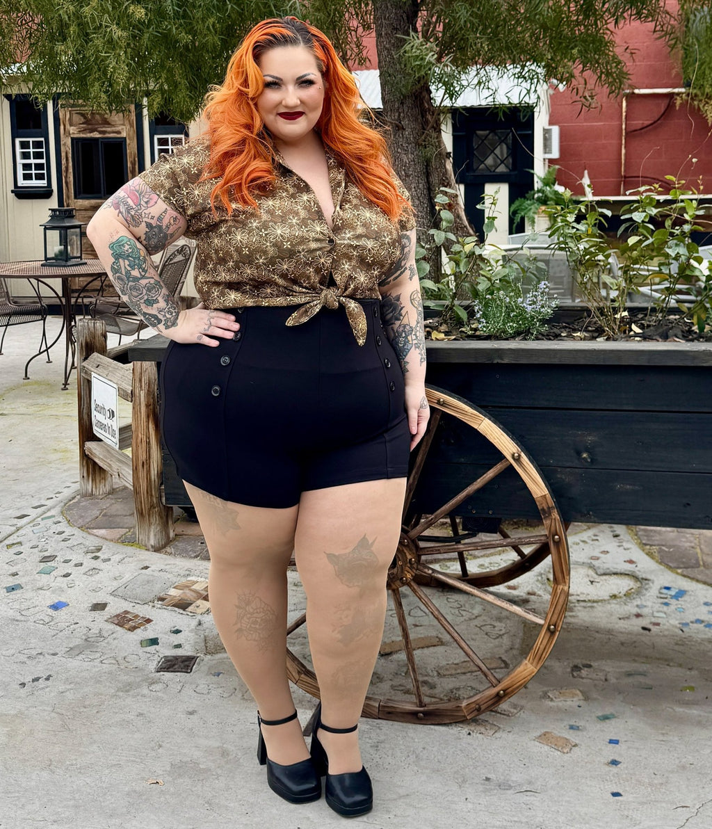 Rockin Bettie Black High Waist Shorts - Unique Vintage - Womens, BOTTOMS, SHORTS