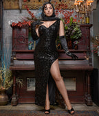 Rockin Bettie Black Sequin Bombshell Dress - Unique Vintage - Womens, DRESSES, FIT AND FLARE